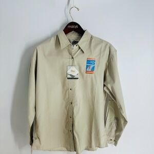 NWT Tri-Mountain Bremerton Boardwalk Embroidered Button-Up Shirt Beige‎ Size M
